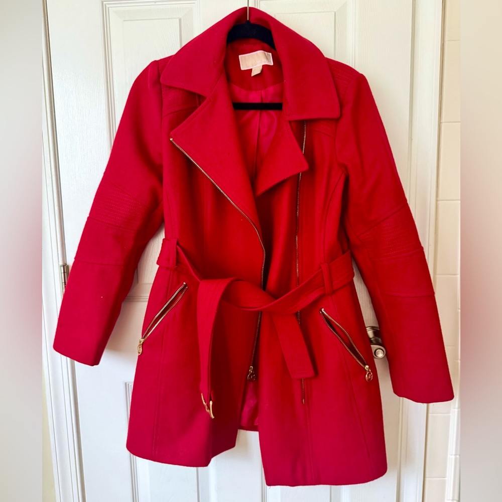 Michael Kors Red Belted Coat